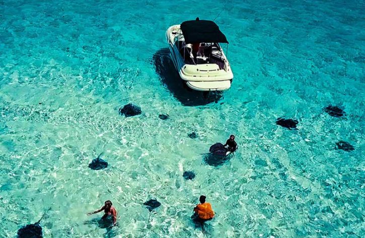 Our Boat in Stingray City Grand Cayman - Crazy Crab